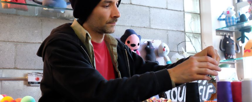 Daniel Baxter at work in his Kreepy Doll Factory